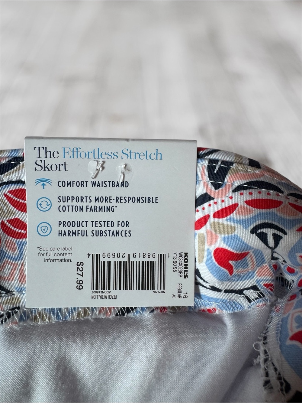 Croft & Barrow Effortless Stretch Skort Size 16 NWT Print Pull-On Pockets - Picture 5 of 9
